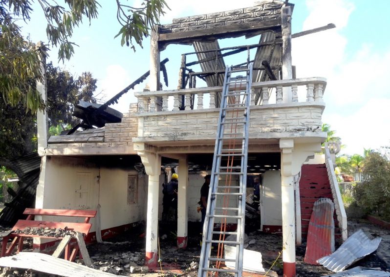 The gutted remains of the house.