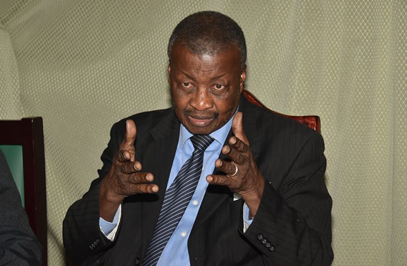 Speaker of the National Assembly, Dr Barton Scotland, as he addressed the media late Monday night