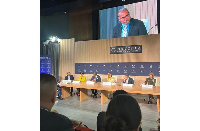 Foreign Secretary, Robert Persaud, during his address at the Eighth Concordia Americas Summit held at the University of Miami