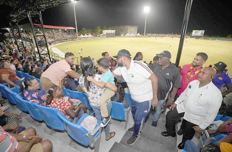 President, Dr Irfaan Ali engaging with spectators at the opening of the facility on Friday evening