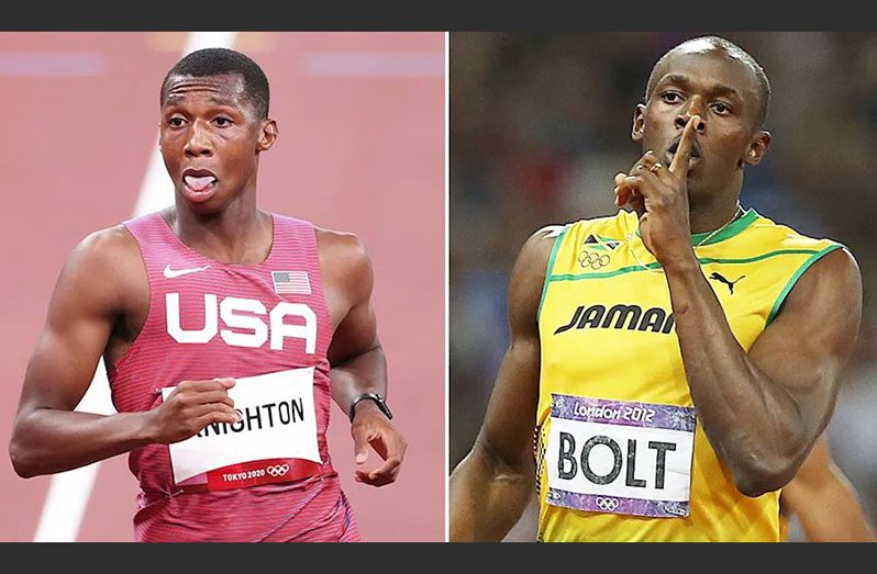 American 18-year-old sprinter Erriyon Knighton (left) has drawn irresistible comparisons to Jamaican legend Usain Bolt. (Pic: Getty Images)