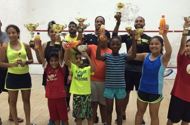 The various winners pose with their trophies