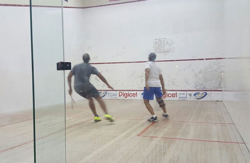 Part of the action in the Bounty Farm Ltd Handicap Squash Tournament