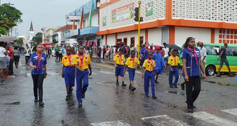 The St Lucia delegation of scouts marching along Avenue of the Republic on Tuesday morning