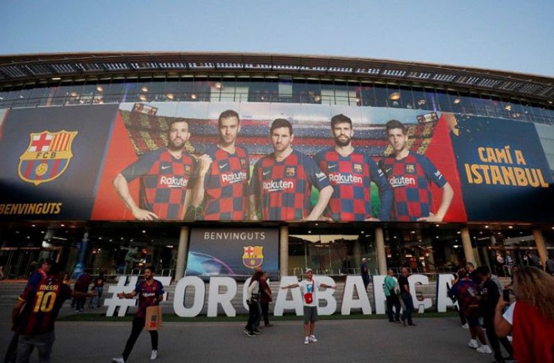 General view outside the stadium before the match Barcelona v Inter Milan Camp Nou, Barcelona, Spain    (REUTERS/Albert Gea/File photo)