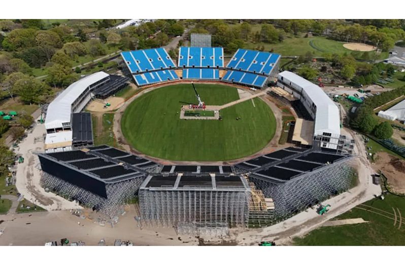 The drop-in pitches at the temporary stadium in New York for the T20 World Cup have now been installed.