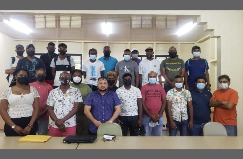 GCB president Bissoondyal Singh (front row, third from left) with other stakeholders of the East Coast cricket clubs