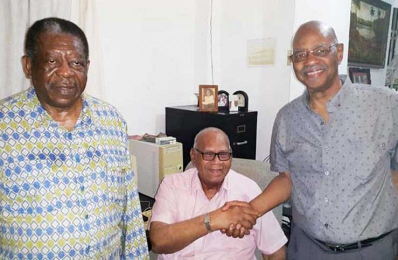 In picture, President of the CCJ, Sir Dennis Byron (left), Senior Counsel Rex McKay (centre) and Stanley Moore. (Picture courtesy of Stabroek News)