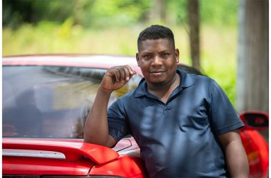 Rondell Peters is among a growing population of tradesmen in Laluni (Delano Williams photo)