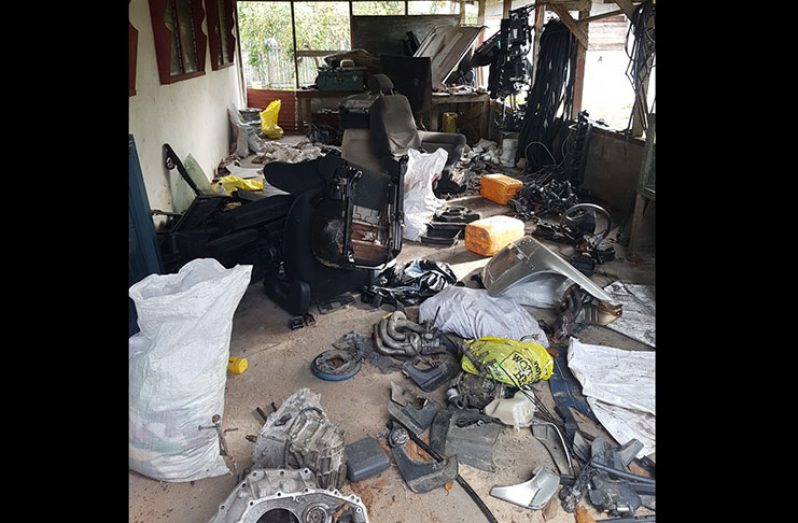 Several vehicle parts which the police seized two Fridays ago