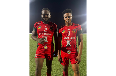 (Right to left) Strikers FC Scorers Vitals Benjamin and Von Hardings