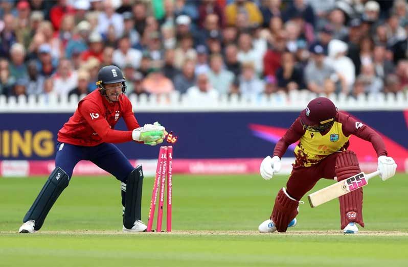 Shai Hope was stumped off Adil Rashid for 49 (Getty Images)