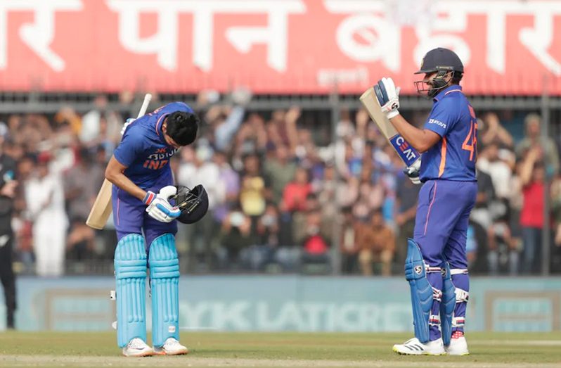Rohit Sharma applauds Shubman Gill on his century  •  (BCCI)
