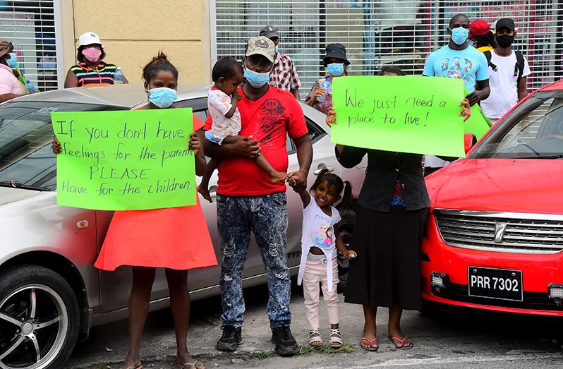 Some of the Success squatters protesting outside of Freedom House on Monday (Adrian Narine photo)