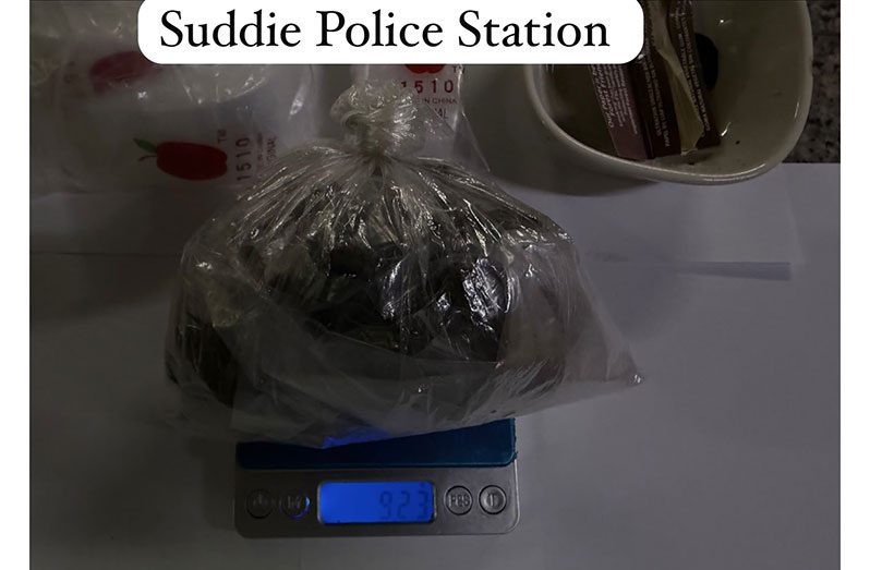 Police said the substance was weighed in the suspect's presence and amounted to 92.3 grams before being lodged