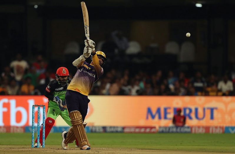 Sunil Narine hit three consecutive sixes off Samuel Badree's legspin.
