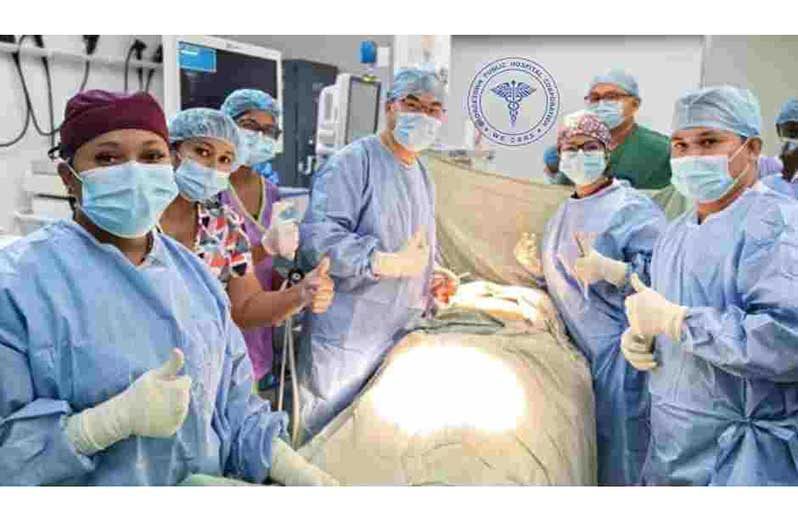 The surgical team that carried out the operation on a 49-year-old female patient diagnosed with colorectal cancer liver metastasis (GPHC Photo)