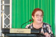 Minister of Parliamentary Affairs and Governance, Gail Teixeira, delivers a powerful message of partnership on behalf of President Dr. Irfan Ali (Japheth Savory photo)