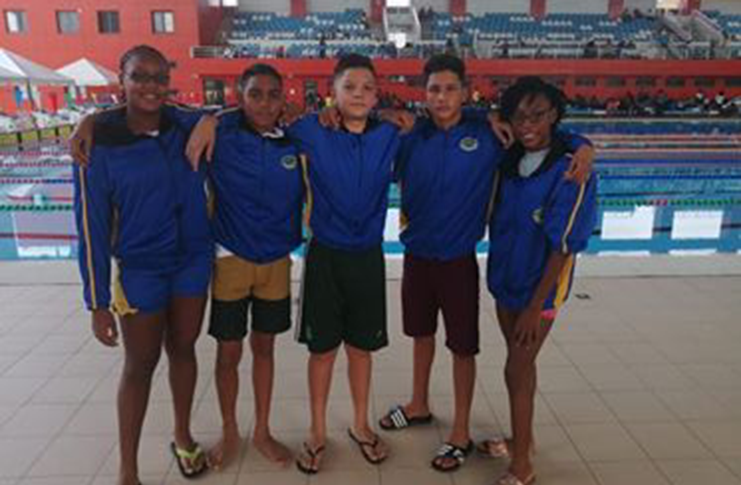 Medal winners from left: Monique Watson, Stephen Ramkhelawan, Elliott Gonsalves, Vladimir Woodroffe and Athalcy Hunte