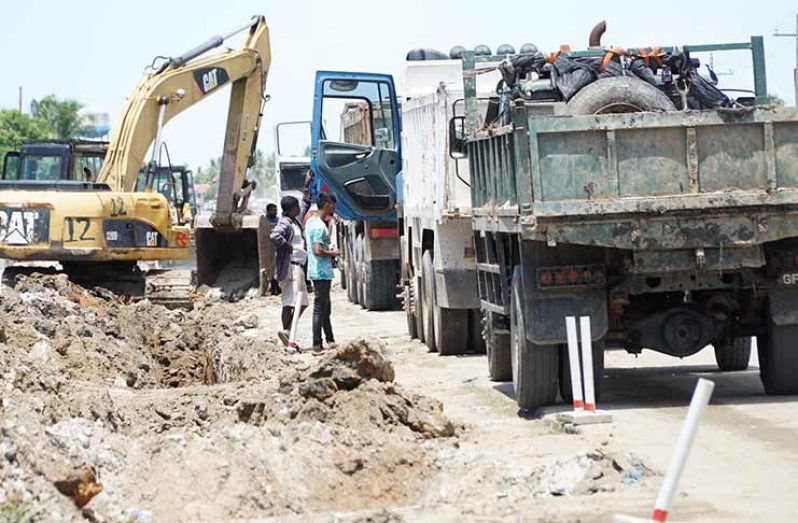 Machinery and equipment being used by the contractor on the East Coast road expansion project