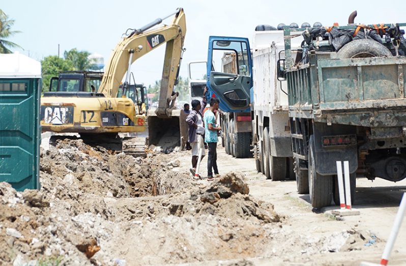 Machinery and equipment being used by the contractor on the East Coast road expansion project