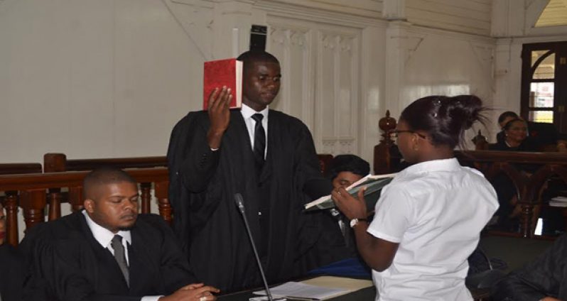 Attorney-at-Law Darren Wade being admitted to the Bar.