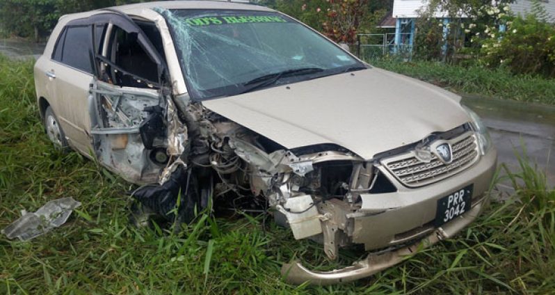 The extent of the damage which the car sustained following the collision