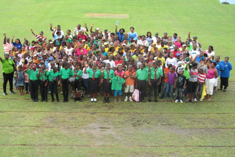 Children from across Guyana gather to leave for the Police 2014 Children’s Camp