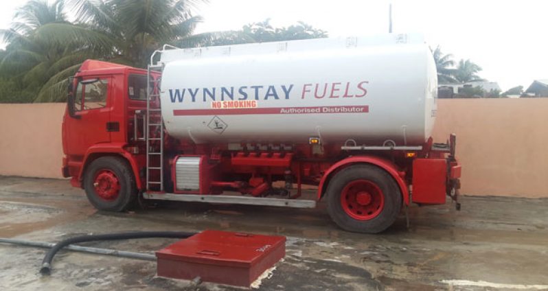 The businessman was exiting this fuel truck when he was robbed of the cash