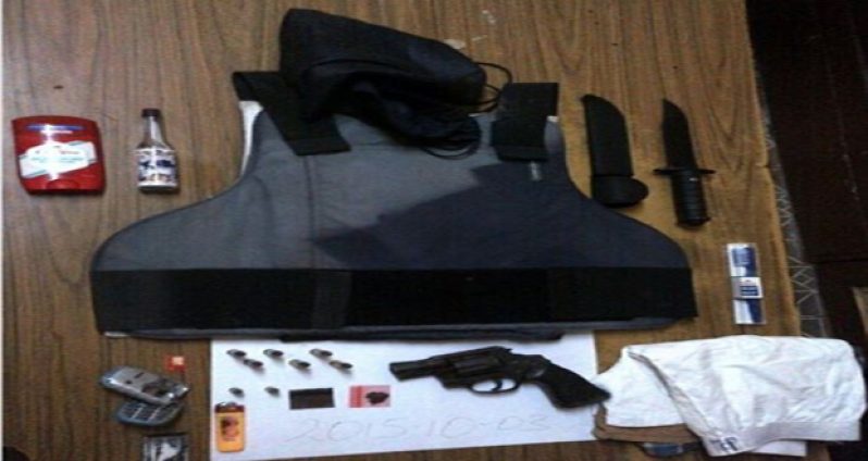 The bullet-proof vest and other items found in the house