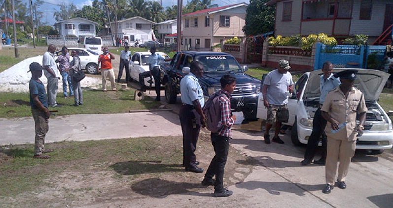 The scene yesterday on South Ruimveldt’s Hummingbird Street (Photos by Leroy Smith)