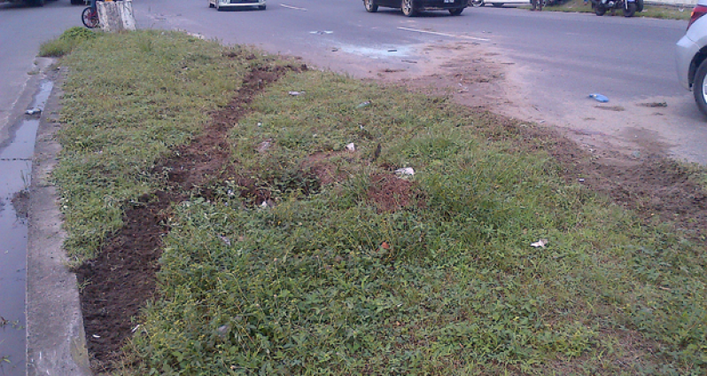 The median barrier that the errant driver breached before the vehicle turned turtle (Photos by Asif Hakim)