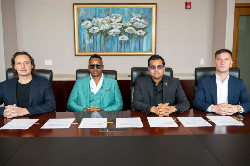 From left to right: Nicola Mola, lead developer; Marlon Samuels, former cricketer; Rosh Khan, consultant; Giovanni Mola, developer