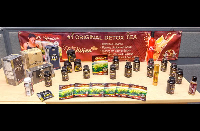 Original   Detox Tea Vida Divina Products displayed (Photo Source: Delano Williams)