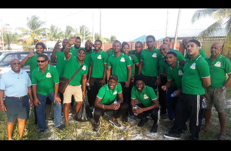 The Harvard Rugby Club upon arrival yesterday at the Cheddi Jagan International Airport