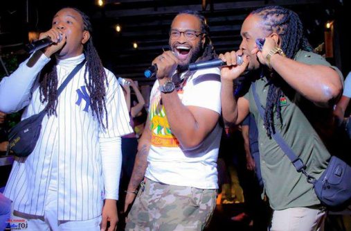TOK members (from left) Bay-C, Craig T, and Alexx performing their hit songs at the Janga's Sound Bar & Grill-hosted Super Heavy Wednesdays recently (Jamaica Observer photo)