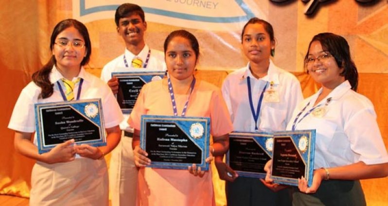 ‘CONGRATULATIONS AGAIN!’  Guyana 's five Top CSEC Awardees