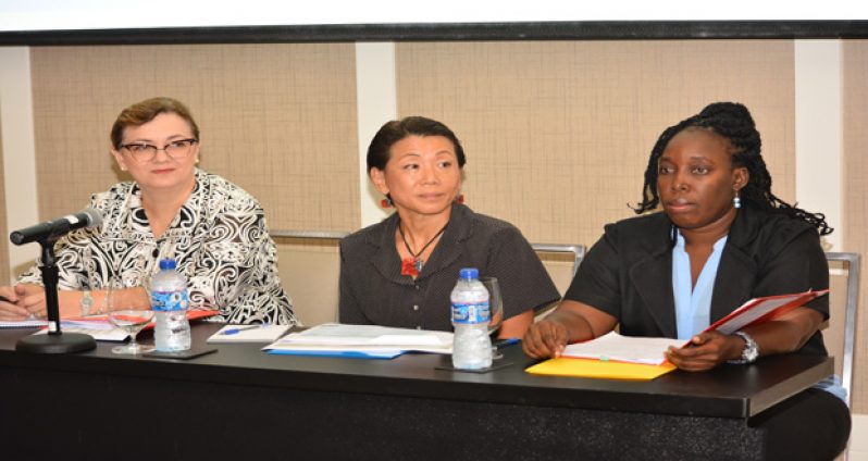 (L-R) IDB Facilitator Branka Minic, IDB Modernization of the State Senior Specialist Mariko Russell, and the Ministry of Public Security Permanent Secretary (ag) Daneilla McCalmon