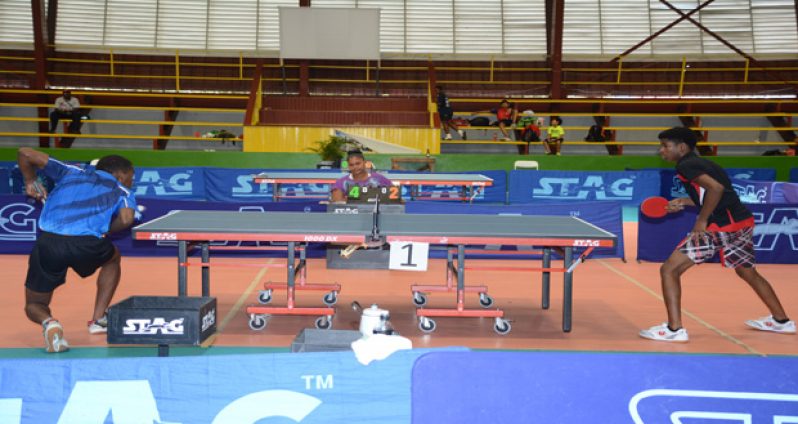 Table tennis action at the recently concluded GTTA senior Championships