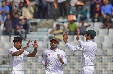Taijul Islam (left) has taken a five-for in each of his last three Tests. (AFP)