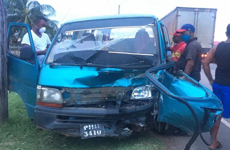 The minibus after the accident