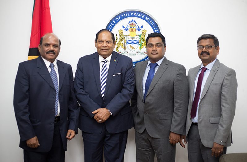 GEM Director Mr. Gunasekaran Raju, Prime Minister Moses Nagamootoo, Executive Director Mr. Binu Thomas and Mr. Saravanan Krishnan, the company’s Timber Quality Analyst and Consultant for Furniture Design