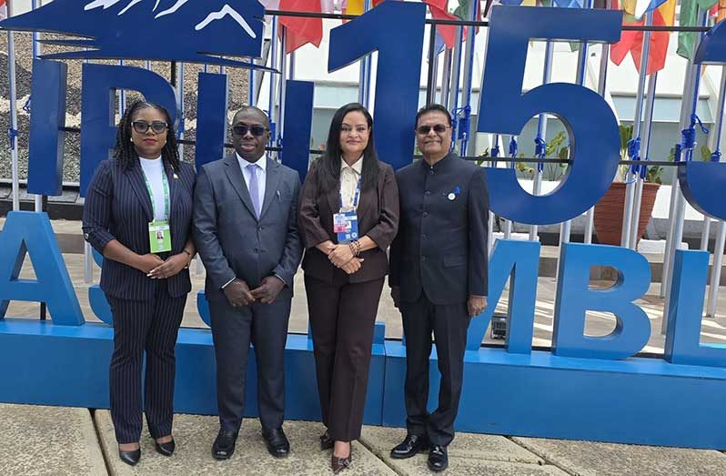 Guyana’s delegation is headed by Speaker of the National Assembly and IPU Governing Council Member, Manzoor Nadir, J.P., M.P; Minister of Human Services and Social Security and member of the IPU Bureau of Women Parliamentarians, Dr Vindhya Persaud, M.P.; Minister within the Office of the Prime Minister and member of the Bureau of Democracy and Human Rights, Warren Kwame McCoy, M.P.; and Parliamentary Executive Officer, Dr Carlleta Charles, who is serving as secretary to the delegation