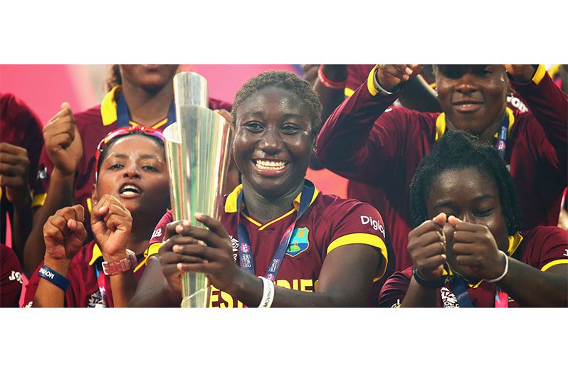 Stephanie Taylor and teammates celebrate the memorable victory