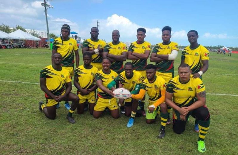 Guyana’s Rugby 7’s team, the ‘Green Machine’ at the 2021 RAN 7’s championship.