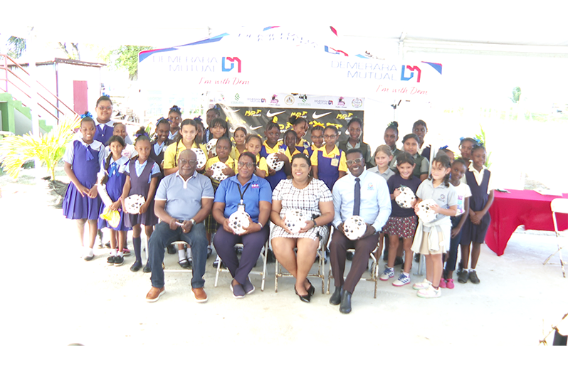 Officials and students before the start of the 2025 edition of the MVP girls under 11 football tournament