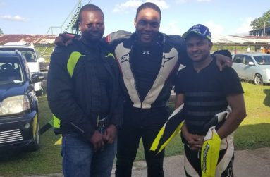 Team Crack and lean comprising Dwayne Caesar (right) Carey Griffith (centre) and Romeo Singh, won the 45-minute bike endurance race.