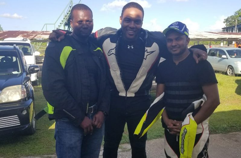 Team Crack and lean comprising Dwayne Caesar (right) Carey Griffith (centre) and Romeo Singh, won the 45-minute bike endurance race.