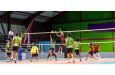 Guyana’s male Volleyball team in (red) battling French
Guiana in Green