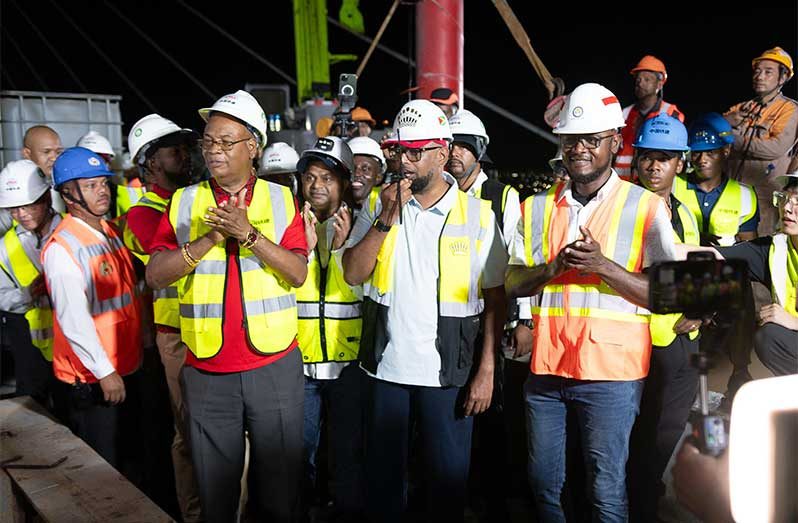 President Dr. Irfaan Ali has praised the teamwork and determination behind Guyana’s new US$262 million bridge, calling its near-completion a “remarkable accomplishment by the people, for the people”